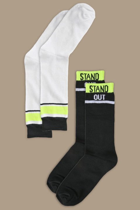 Men's Stand Out Embroidered Crew Socks - Pack Of 2 Pairs