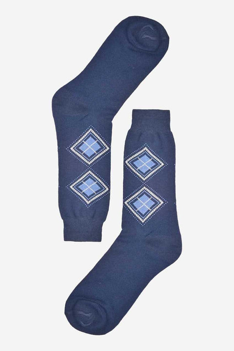 Men's Box Pattern Design Regular Dress Socks
