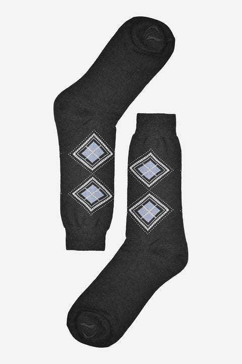 Men's Box Pattern Design Regular Dress Socks
