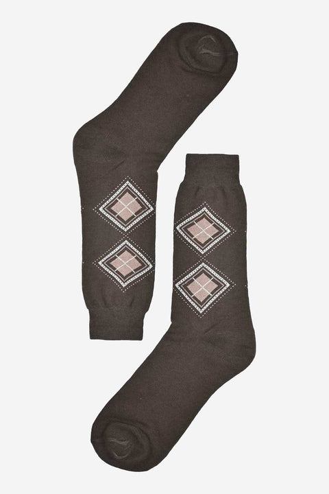 Men's Box Pattern Design Regular Dress Socks