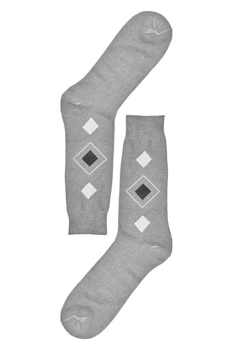 Men's Box Pattern Design Regular Dress Socks