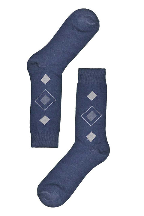 Men's Box Pattern Design Regular Dress Socks