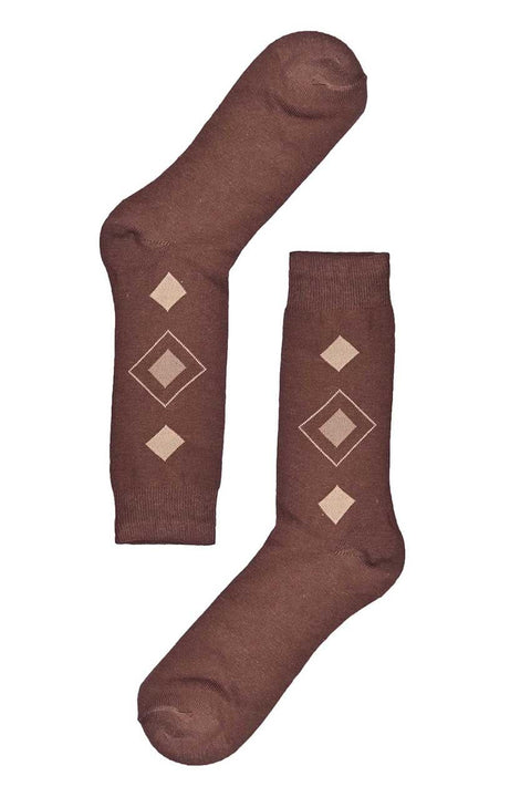 Men's Box Pattern Design Regular Dress Socks