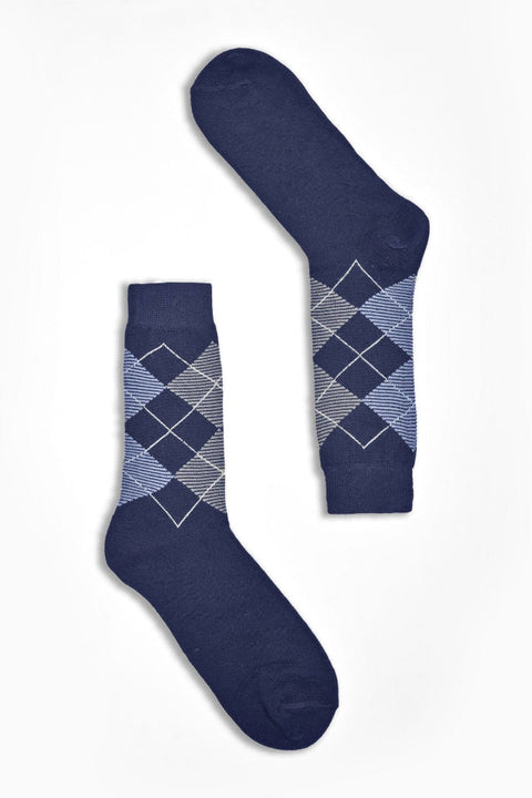 Men's Box Pattern Design Regular Dress Socks