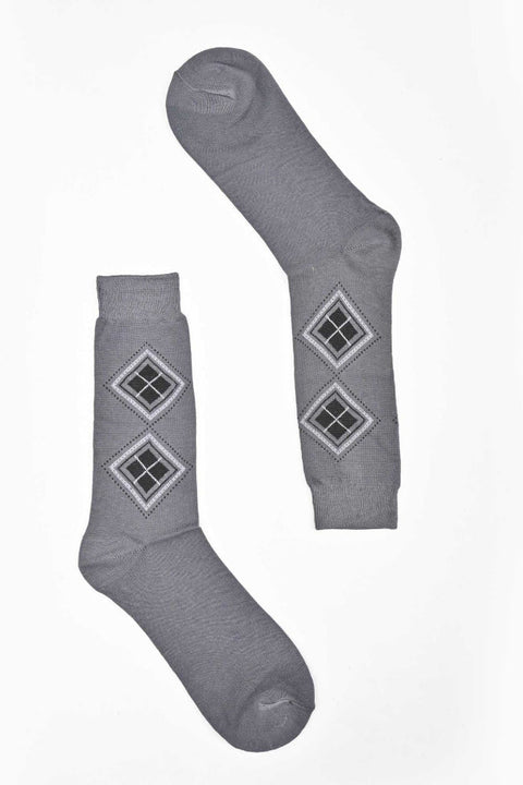 Men's Box Pattern Design Regular Dress Socks