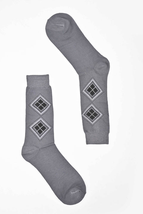 Men's Box Pattern Design Regular Dress Socks