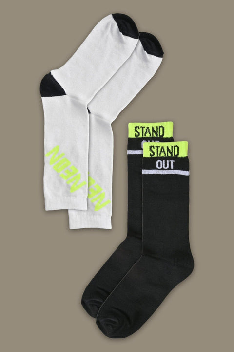 Men's Stand Out Embroidered Crew Socks - Pack Of 2 Pairs