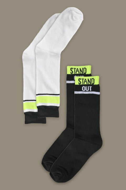 Men's Stand Out Embroidered Crew Socks - Pack Of 2 Pairs