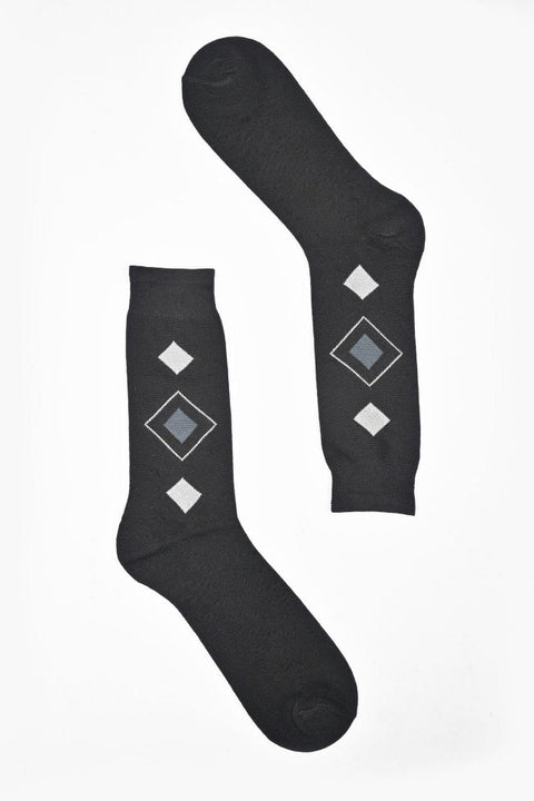 Men's Box Pattern Design Regular Dress Socks