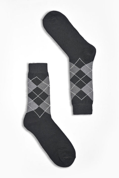 Men's Box Pattern Design Regular Dress Socks