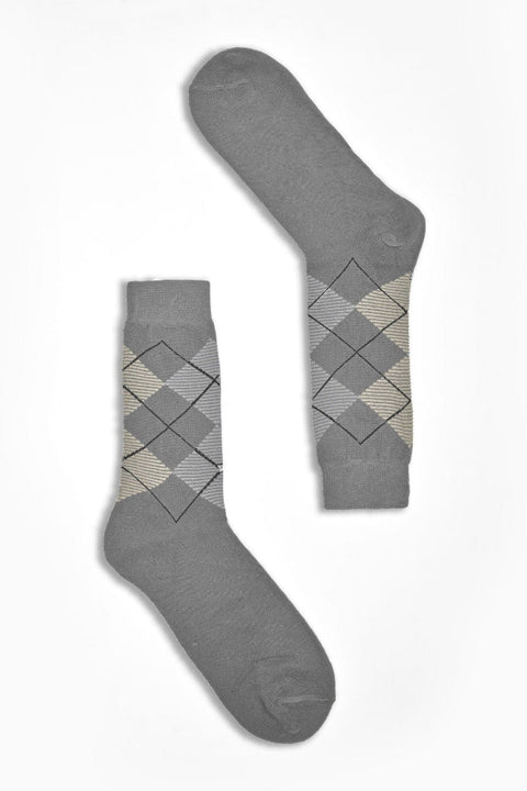 Men's Box Pattern Design Regular Dress Socks