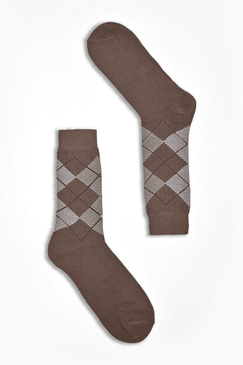 Men's Box Pattern Design Regular Dress Socks